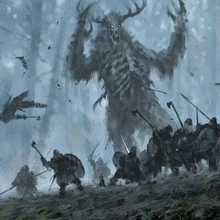 Jötunn.jpg (38 KB) A jötunn standing against an entire settlement of Fjörgynians.