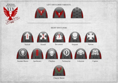 Nineteen Red Ravens Card Shoulders