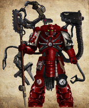 Ebon Knights Primaris Techmarine Turmiel Zoroastah, Rependent Adherent of the Consecrated Tower, assigned to the the Chapter's Host of Iron, temporarily assigned to the 4th Company ('Wrath Lions').