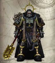 A Persecutor Chaplain of the Murdering Sons Chapter after crossing the Rubicon Primaris. Note: Typical of his office, Persecutor-Chaplains often wear grisly trophies such as bone fetishes and the flayed skin of an unfortunate victim. This is a common but grisly practice throughout this brutal Chapter.