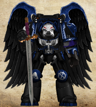 Angels of Repentance Penitent Guard, the Grand Master's elite personal guard, arrayed in relic Indomitus pattern Terminator Armour and armed with the ancient Terranic Greatsword, Hope's End.