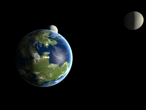 Pict capture of Miklaheim and its two moons