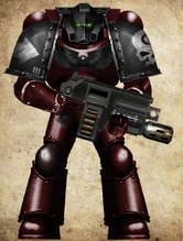 A Bloodmoon Hunters Sergeant (Lupine School Hunters), 2nd Hunt Company ("Blood Seekers"), 3rd Battleline Squad, in relic Mk III Power Armour, by 𝓐𝓬𝓱𝓲𝓵𝓵𝓲𝓮𝓼 𝓟𝓻𝓲𝓶𝓮.