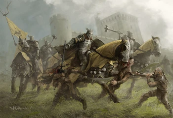 Miklaheim Knights charge down a band of marauders