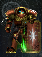 A Terracotta Warrior of the Star Golems wearing Tartaros Terminator armor.