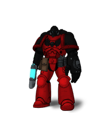 Vengeful Lions Sergeant armed with a plasma pistol and power fist.
