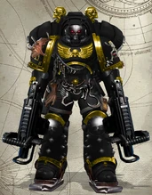 A newly assigned Primaris Inceptor Space Marine of the 8th Company ("The Baleful Executioners"), 8th Close Support Squad.