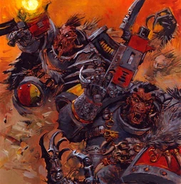 A pack of feral Wulfen attack their terrified foes