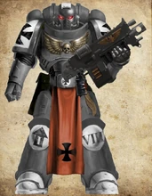 A Gray Hussars Primaris Intercessor of the 8th Brigade, 1st Battleline Squad.