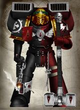 Justus Schau - Sanguine Champion of the Knights Angelicus 9th Order - Being Inducted after the fall and destruction of their homeworld of Sakanna into the Ranks of the Knights Angelicus. He showed profiencey in jump pack combat and dueling. Combined with his thunder hammer "Imploder of Foes" he rose through the ranks before donning the title of Sanguine Champion of the 9th Order