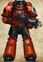 Sons of Praetoria Primaris Intercessor of the 2nd Company, 1st Battleline Squad.