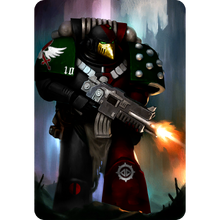Paladin (Veteran) Ludwig Stöcker of the Knights Angelicus 2nd Order and a member of the 10th Battleline Lance - Tactical Lance Josef "Gilded Sons" - The pict-capture is of him clearing the street of a chaos invested hive world on orders of the second duke
