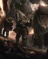 Imperial Guardsmen from a Guerrilla Regiment deployed during a infiltration mission
