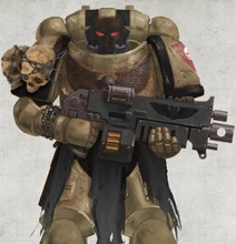 Close-up of a Nergüi Ghosts Battle-Brother displaying their feral appearance.