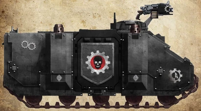 Warmachines Castellan pattern Rhino APC of the 4th Clan Company.