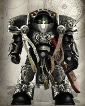 Blades Dorn Chapter Master.png (4.83 MB) Lictor Fortis Dostriun, Chapter Master of the Blades of Dorn arrayed in relic, master-crafted Tartaros pattern Terminator Armour.