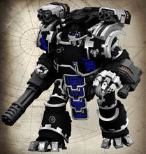 Ancient Vock, 'Pitiless Son of the Mechanical Council', interred within a unique Forgeborn Dreadnought of Clan Dusaan (5th Company), 2nd Clave (Squad)