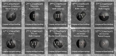Voidborne Company and squad markings are unified on the right knee pad or greave