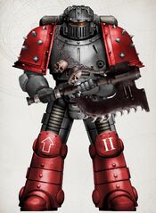 Pre-Unification Chain Reaver Tactical Legionary Eadric Morn in Mk. II 'Crusader' pattern power armour.