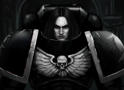 A Shadow Talons Primaris Space Marine displaying the usual genetic traits common to those Chapters descended from the lineage of the Ravenlord.
