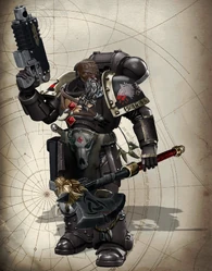 Bloodied Hunters Jorik Murderhand ("Raging Executioner of the Fire-Wyrm Totem"), Hárr Vargr (translated as 'Grey-Bearded Wolves') of Sveit For (Great Company Four).