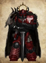 Iron Hero Heregod, Beorht-Beadu, wielding the relic powersword Fyrhyubog, or Dreadblade.