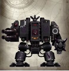 Brother Tarev of Clan Sakariin (1st Company) and the 5th Dreadnought, with Twin-linked Autocannon and Power Claw with Storm Bolter.