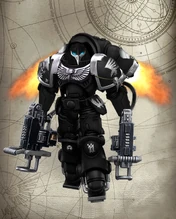 Shadow Talon Talon-Brother Indyc Shux of the 11th Company, 10th Close Support Squad fulfilling the role of a Primaris Inceptor.