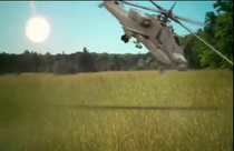 The Helicopter crashing in the action trailer