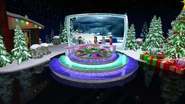 Pat & the contestants, on the festive Christmas stage
