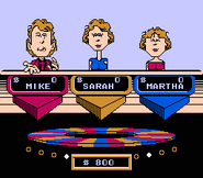 Contestant avatars (the blonde edition); red player clapping while Wheel spins