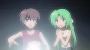 Keiichi and Shion react to the statue of 