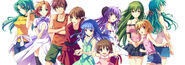 The main characters of the Higurashi no Naku Koro ni Kizuna series