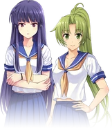 Rika and Mion's sprites in Teryūjo, drawn by Tomozo
