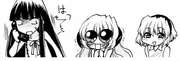 Hanyū and Satoko wait for Rika's response to Akasaka's invitation.