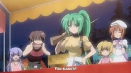 Keiichi grades Mion's marksmanship . . .