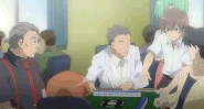 Keiichi pushing off the old man