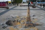 3D Efile Tower Made From Dirt Chalk Art