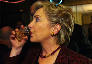 Hillary Clinton, sipping