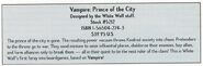 Vampire: The Masquerade Prince of the City 2000 Jul-Dec Listing.