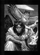 Silent Striders from the Dark Ages: Werewolf Rulebook. Art by Steve Prescott.