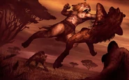 Simba battles Ajaba, from Changing Breeds. Art by Tyler Windham.