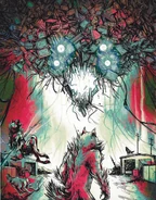 A Bane possessing a pile of electronic waste