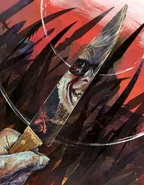 A werewolf channeling a Gift through a prepared knife