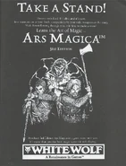 Ars Magica 3rd Edition Ad in White Wolf Magazine 30. Art by Joshua Gabriel Timbrook.