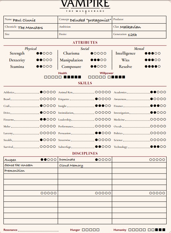 VTM V5 - Character Sheet