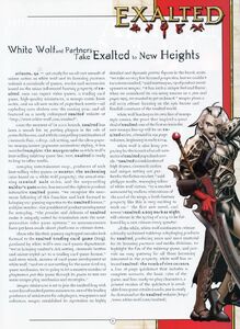 Article about licensing partners for Exalted from White Wolf Quarterly Summer 2003 Vol. 1.3