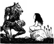 The Nictuku entertains an offer from the Garou. Art by Vince Locke