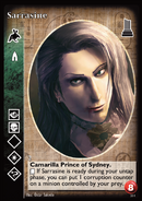 Sarrasine VTES card (The Unaligned set). Art by Óscar Salcedo