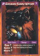 Rage card depicting Cassandra Shadow-Watcher in Crinos.